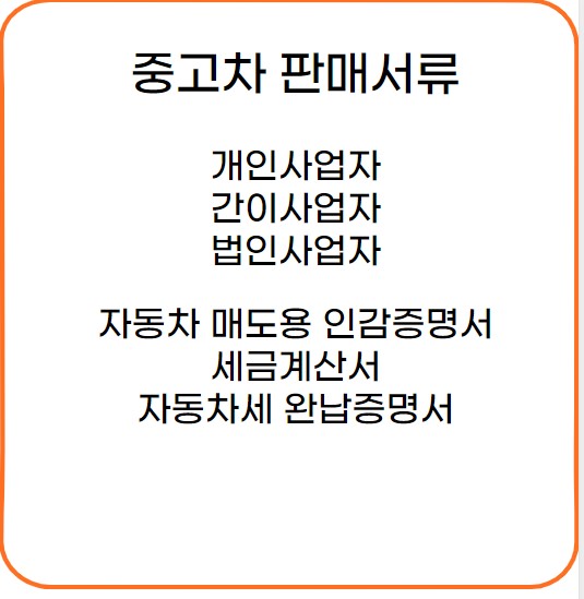 중고차 판매서류 목록